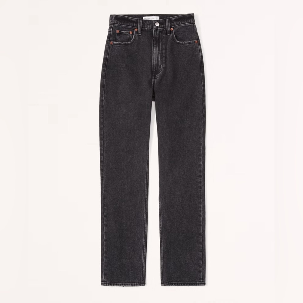 Abercrombie & Fitch Simone High Rise Ankle Straight Black Jeans